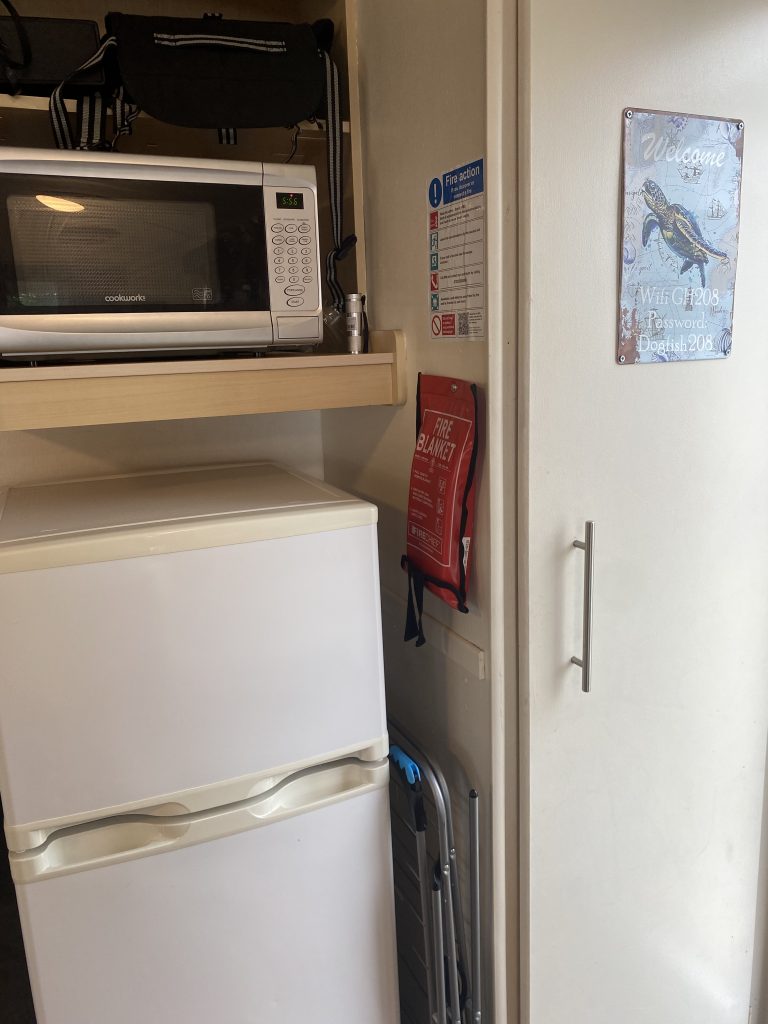 Fridge Freezer & Microwave area – Private Caravan Rental At Devon Cliffs, Exmouth - Beach Retreat