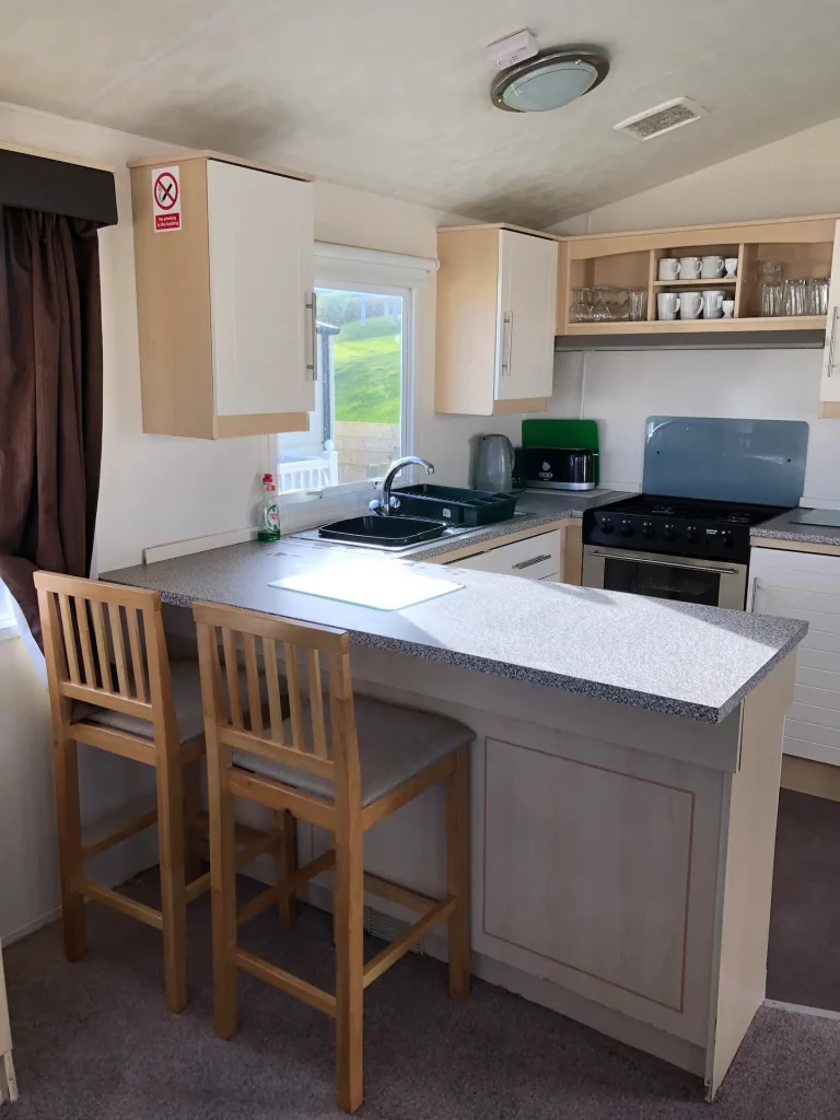 Kitchen & Barstools – Private Caravan Rental At Devon Cliffs, Exmouth - Beach Retreat